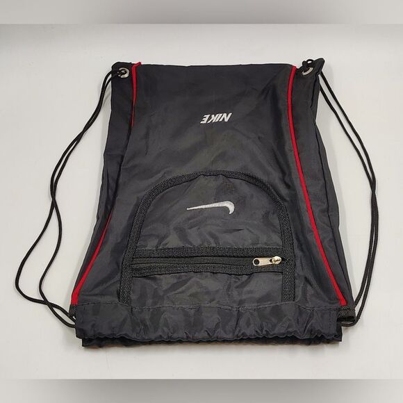 Nike Black & Red  Drawstring Backpak Bag Travel School Sports - Picture 4 of 11